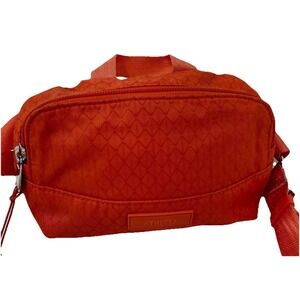 Athleta‎ Fanny Pack Ripstop Belt Bag Orange Adjustable 50" Strap 2 Pockets EUC